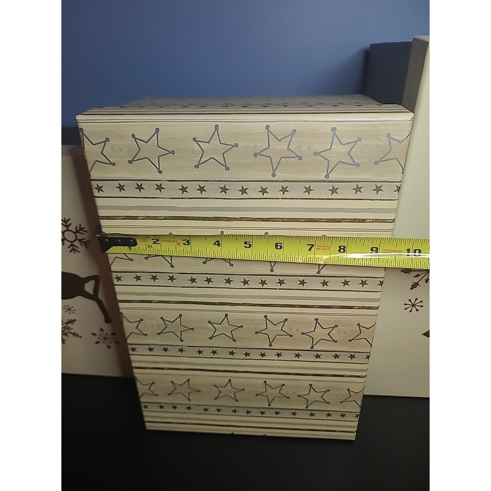 3 Christmas Nesting Gift Boxes Holiday Golden Reindeer stars Storage Gift - Picture 10 of 16